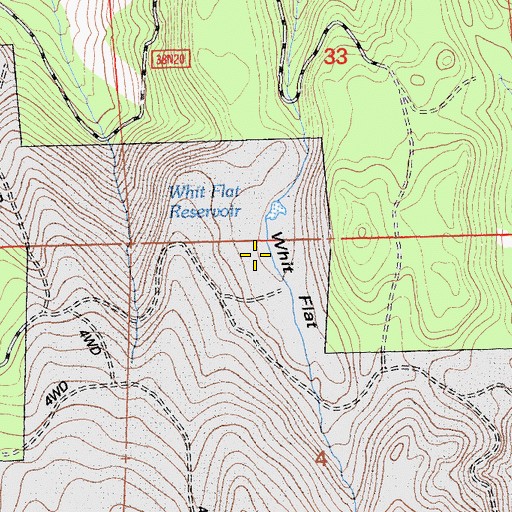 Topographic Map of Whit Flat, CA