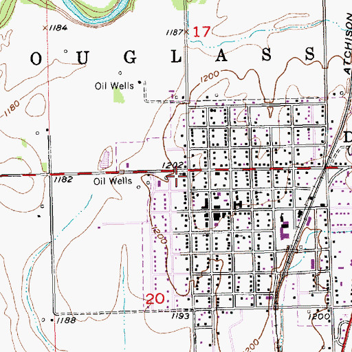 Topographic Map of First Baptist Church, KS