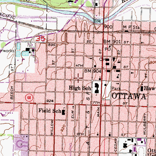 Topographic Map of Grace Episcopal Church, KS