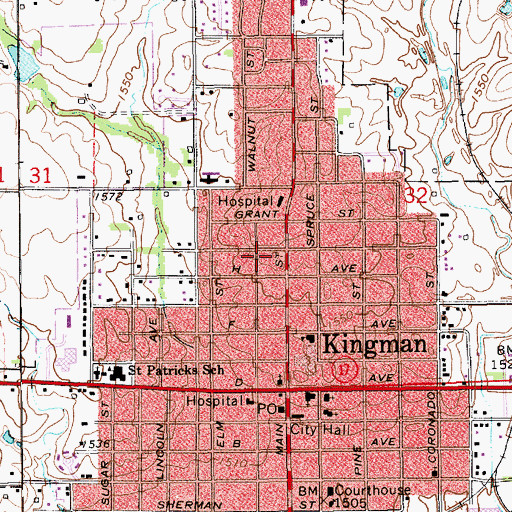 Topographic Map of Kingman Church of Christ, KS