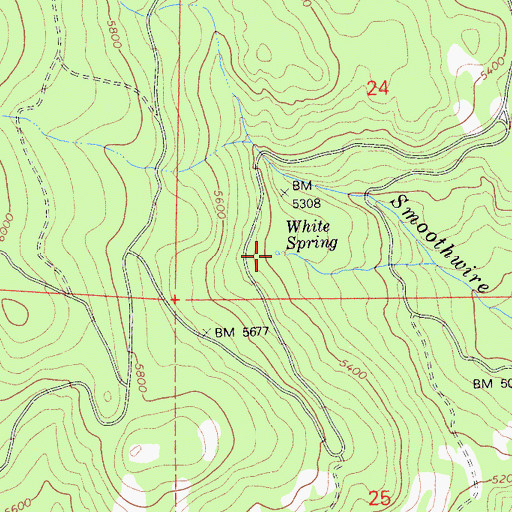 Topographic Map of White Spring, CA