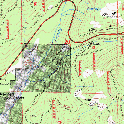 Topographic Map of White Sulphur Spring, CA