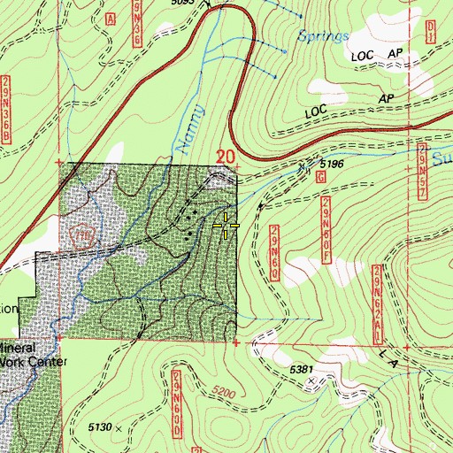 Topographic Map of White Sulphur Spring, CA