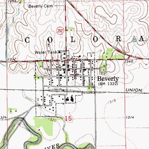 Topographic Map of Beverly United Methodist Church, KS