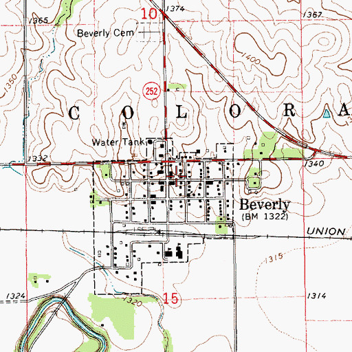 Topographic Map of Beverly Community Church, KS