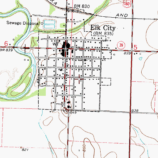 Topographic Map of Elk City Church of the Nazarene, KS