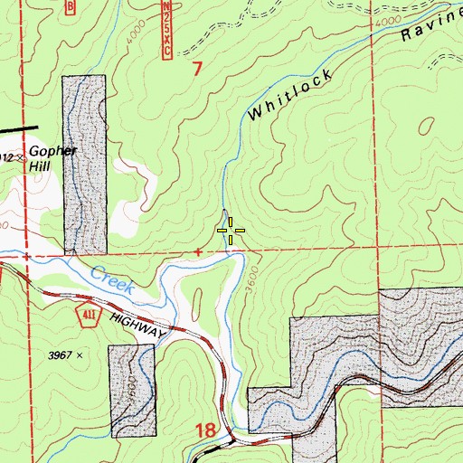 Topographic Map of Whitlock Ravine, CA