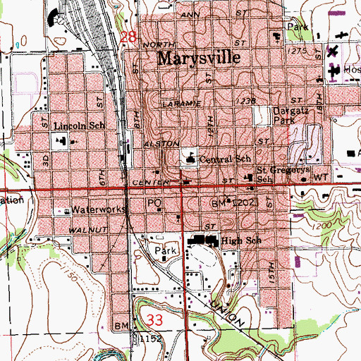 Topographic Map of Memorial Presbyterian Church, KS