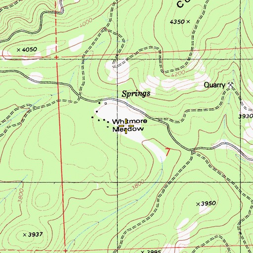 Topographic Map of Whitmore Meadow, CA