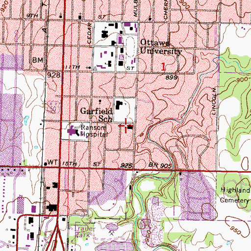 Topographic Map of First Assembly of God Church, KS