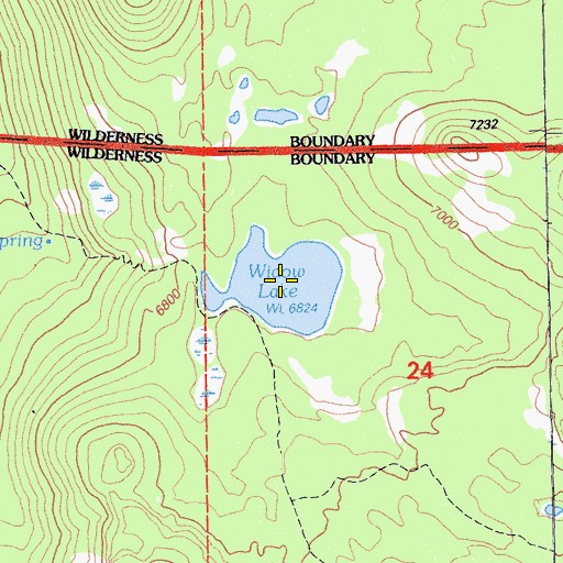 Topographic Map of Widow Lake, CA