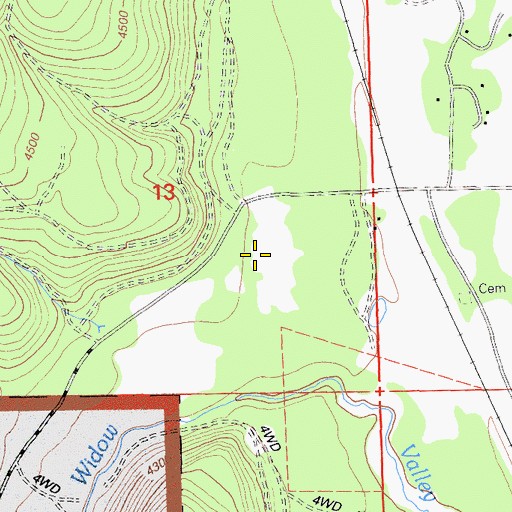 Topographic Map of Widow Valley, CA
