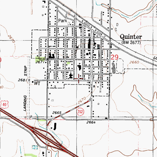 Topographic Map of Quinter Reformed Presbyterian Church, KS