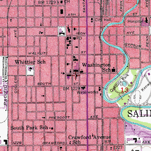 Topographic Map of Saint John's Lutheran Church, KS