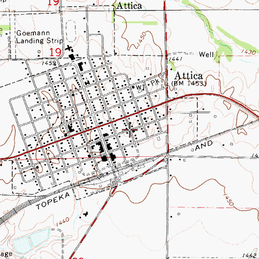 Topographic Map of Attica Christian Church, KS
