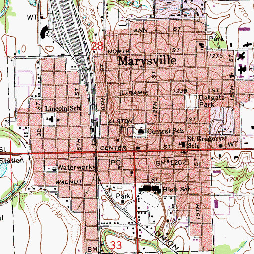 Topographic Map of Saint Paul's Episcopal Church, KS