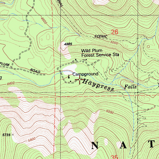 Topographic Map of Wild Plum Campground, CA