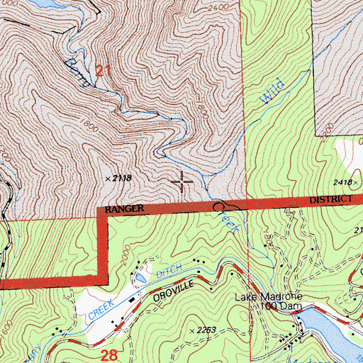 Topographic Map of Wild Yankee Creek, CA