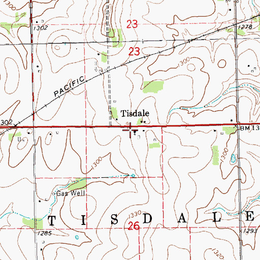 Topographic Map of Tisdale United Methodist Church, KS