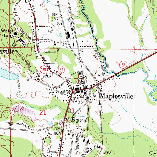 Topographic Map of Maplesville Volunteer Fire and Rescue, AL