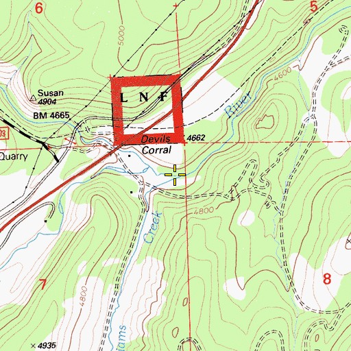 Topographic Map of Williams Creek, CA