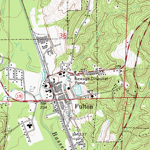 Topographic Map of Fulton Volunteer Fire Department Station 2, AL
