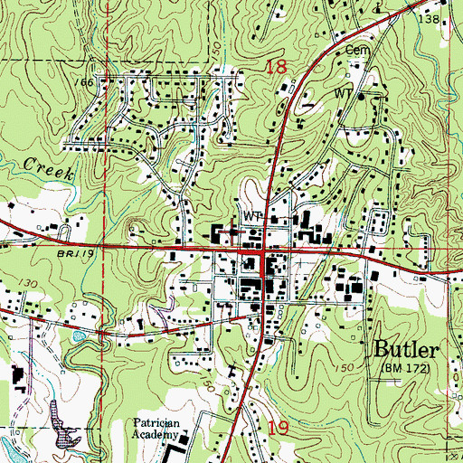 Topographic Map of Butler Volunteer Fire Department, AL