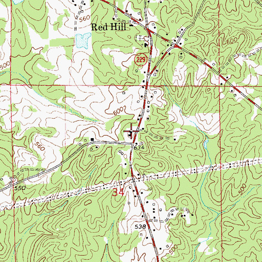 Topographic Map of Red Hill Volunteer Fire Department, AL