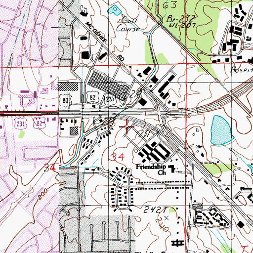 Topographic Map of Montgomery Fire and Rescue Department Station 9, AL