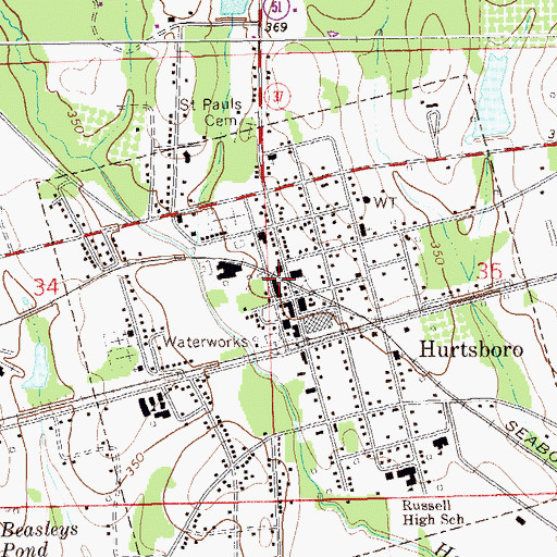 Topographic Map of Hurtsboro Volunteer Fire Department, AL