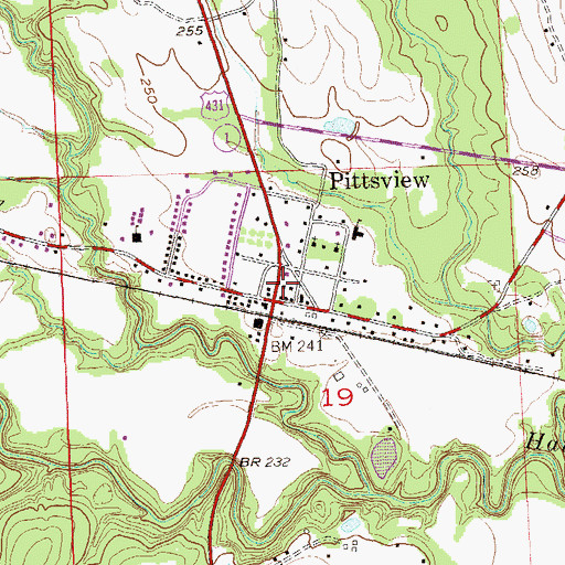 Topographic Map of Pittsview Volunteer Fire Department, AL
