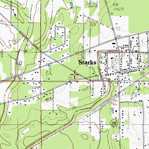 Topographic Map of Starks Ward 5 Volunteer Fire Department, LA