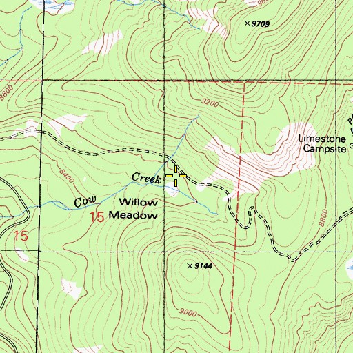 Topographic Map of Willow Meadow, CA