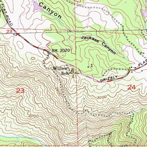 Topographic Map of Willow School, CA
