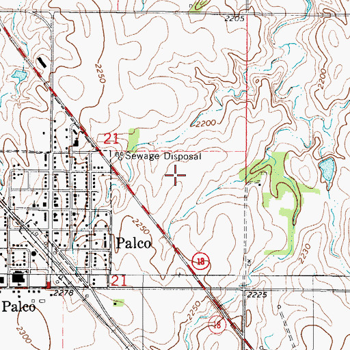 Topographic Map of Palco Wastewater Plant, KS