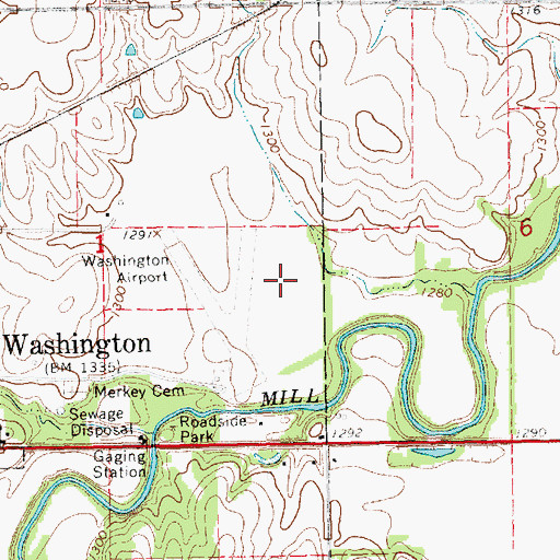 Topographic Map of Washington Wastewater Treatment Facility, KS
