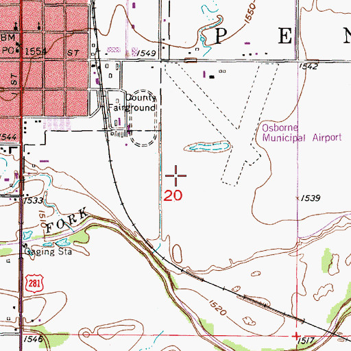 Topographic Map of Osborne Sewer Treatment Plant, KS