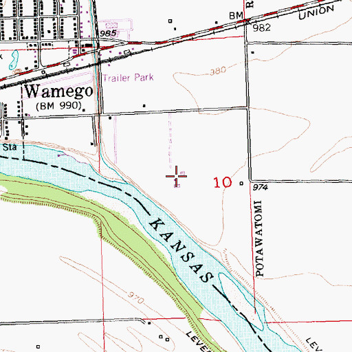 Topographic Map of Wamego Wastewater Treatment, KS