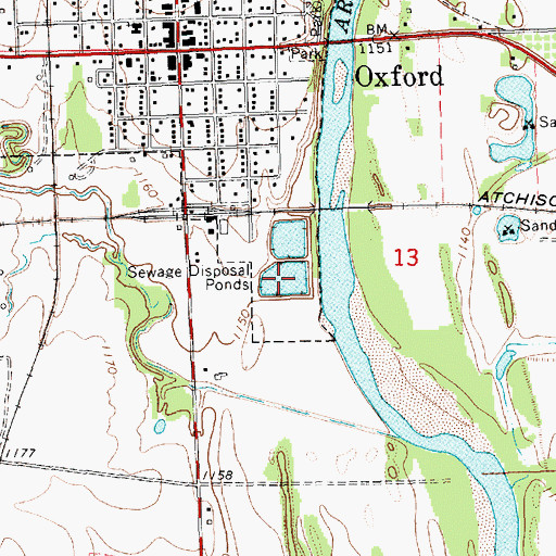 Topographic Map of Oxford Sewer Treatment Plant, KS