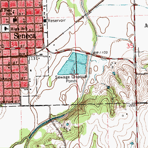 Topographic Map of Seneca Sewer Treatment Plant, KS