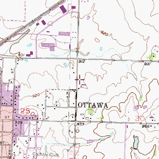 Topographic Map of Northeast Ottawa Industrial Park, KS