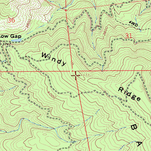 Topographic Map of Windy Ridge, CA