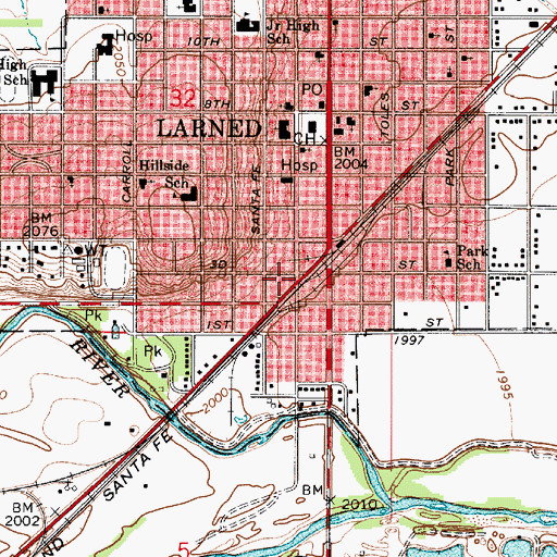 Topographic Map of Larned Municipal Power Plant, KS
