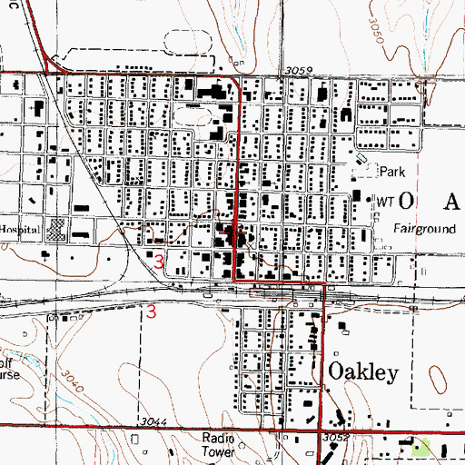 Topographic Map of Oakley Area Chamber of Commerce, KS