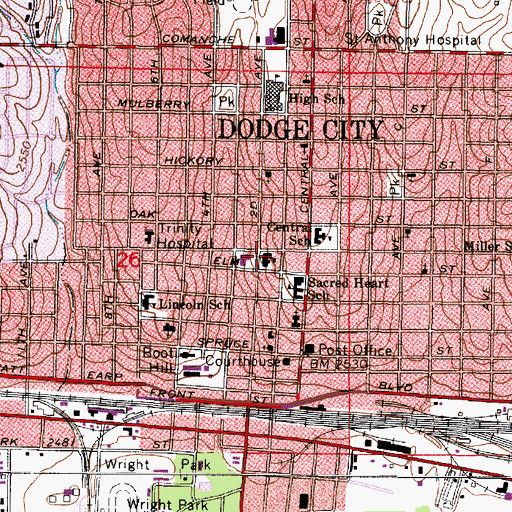 Topographic Map of Kansas Heritage Center, KS