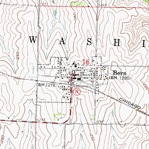 Topographic Map of Bern Community Center, KS