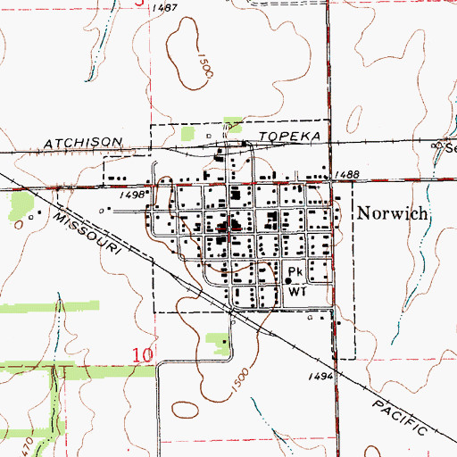 Topographic Map of Dotzour Senior Center, KS