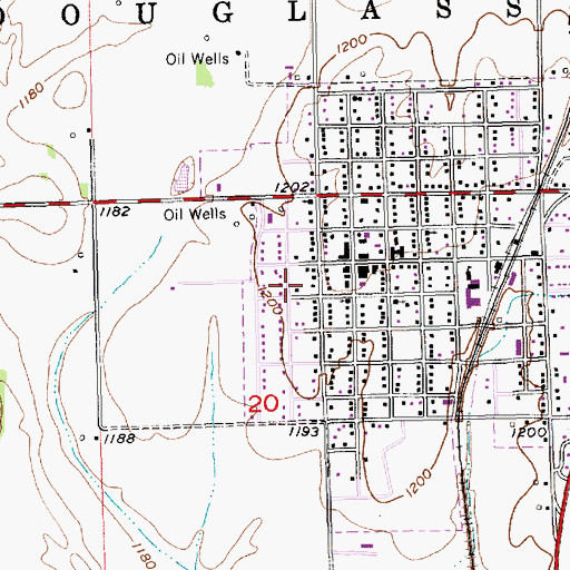 Topographic Map of Douglass Senior Center, KS