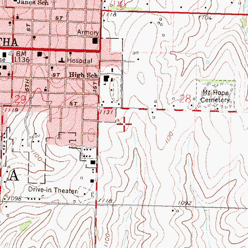 Topographic Map of Fisher Community Center, KS