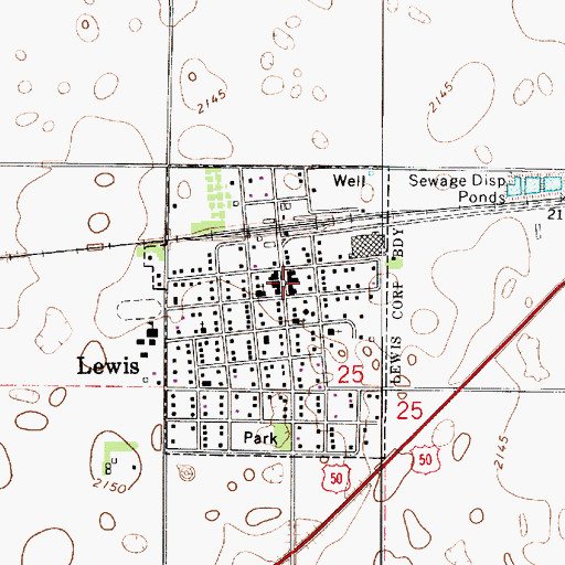 Topographic Map of Wayne Community Center, KS
